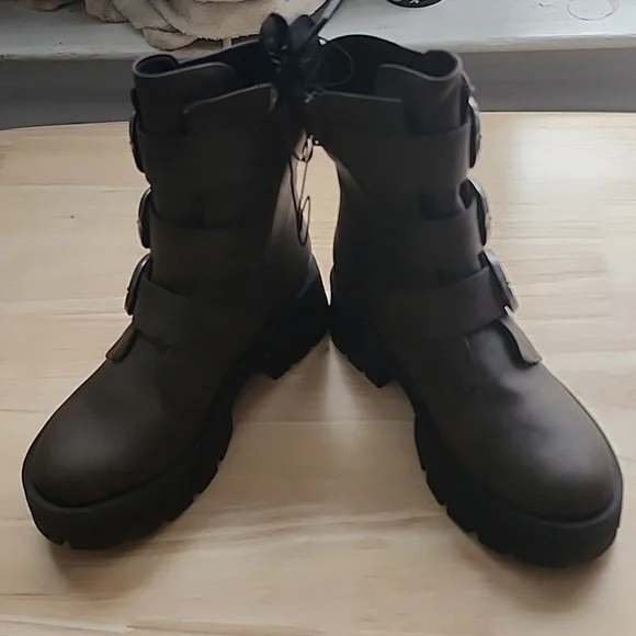 Madden NYC Faux Leather Buckle Combat Boots - Picture 6 of 13